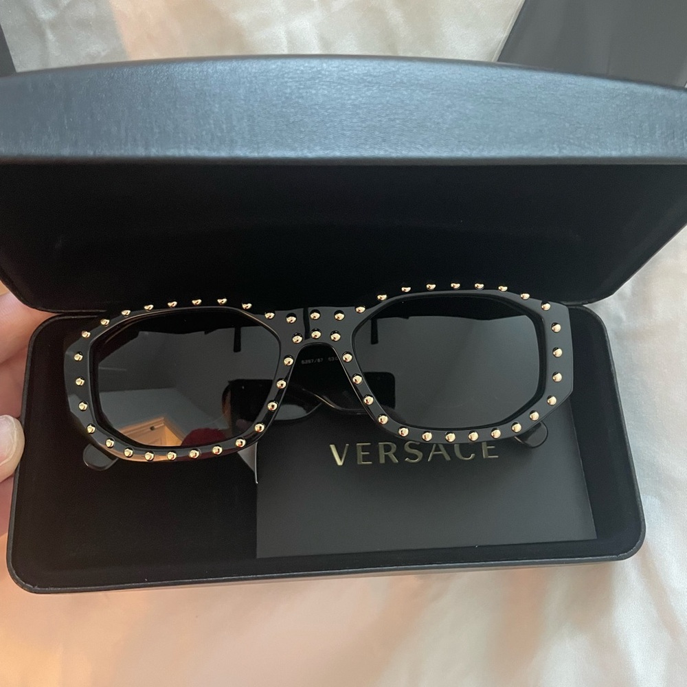 Versace Black and Gold Designer Sunglasses